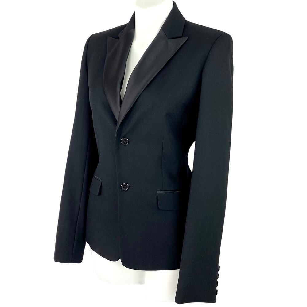 Ralph Ralph Lauren Black 100% Wool Tuxedo Blazer Satin Peak Lapel Vintage M - Picture 3 of 13